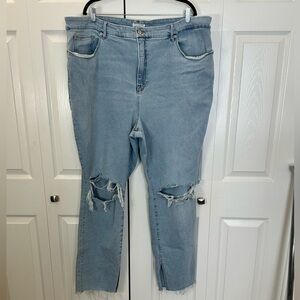 Good American Good Boy Straight Destroyed Jeans, Size 26